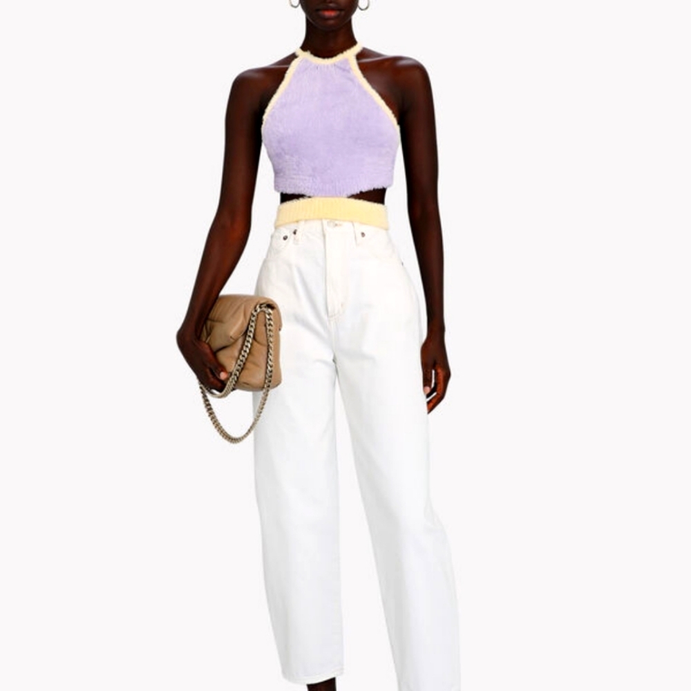 FOR LOVE & LEMONS NWT Maureen Fuzzy Knit Crop Top Sm